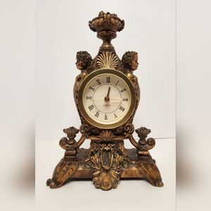 Pier One Etched Cherub Figurine Quartz Clock